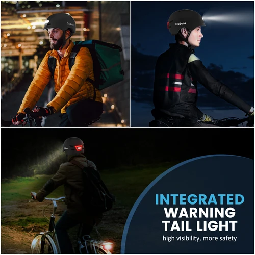 Imagen 2 del producto Casco de bicicleta GUDOOK para adultos con luz - Cascos de bicicleta para hombre y mujer - Luces LED delanteras y traseras para scooter, ciclismo y patinaje