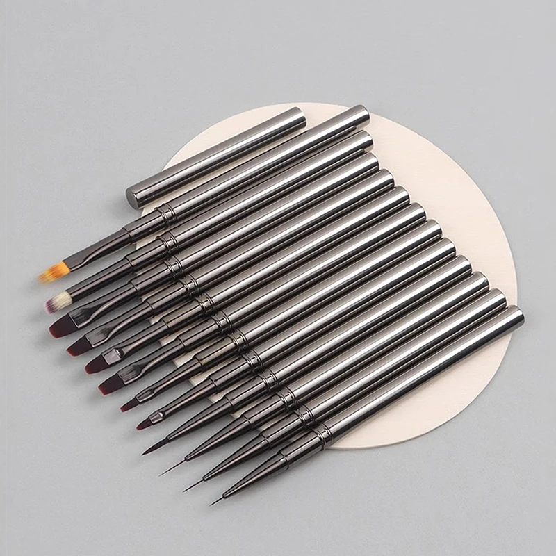 Nail Glue Phototherapy Brush UV Gel Painting Pen Nail Art Drawing Liner Brush Metal Manucure Professionnel Brushes Tools
