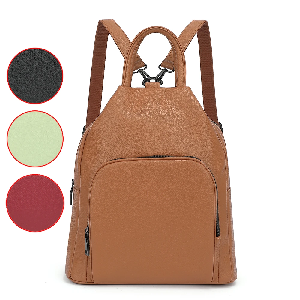 

PU Leather Backpack Purse for Women Fashion Multipurpose Design Handbag Ladies Shoulder Bags Travel Backpack Brown