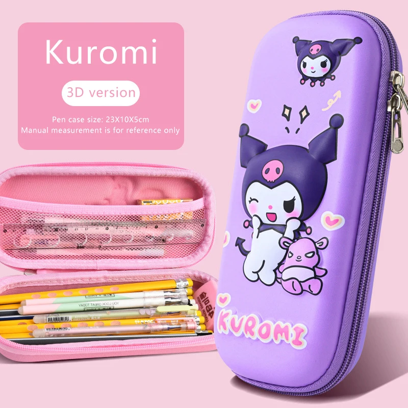 Sanrio dos desenhos animados kuromi melodia cinnamoroll lápis caso grande capacidade saco de papelaria moda lápis caso criativo caneta saco presentes