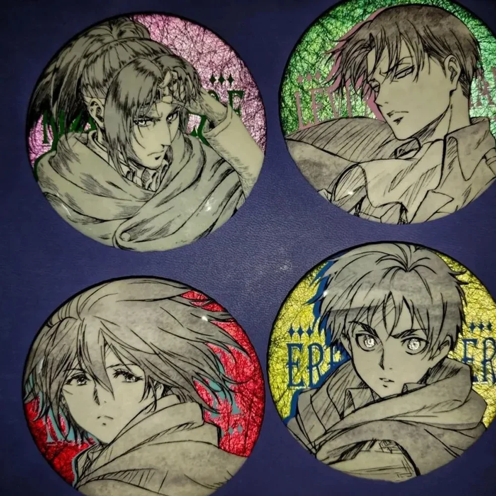Giant Figures Eren Jaeger Reiner Braun Mikasa·Ackerman Armin Arlert Anime Badge Bag Accessorie Cosplay Brooches Jewelry Gifts