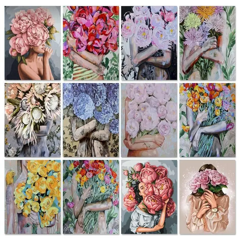 

GATYZTORY Unframe Painting By Numbers For Adults Women And Flowers Figure Oil Picture By Number 40x50cm Home Decoration Arts