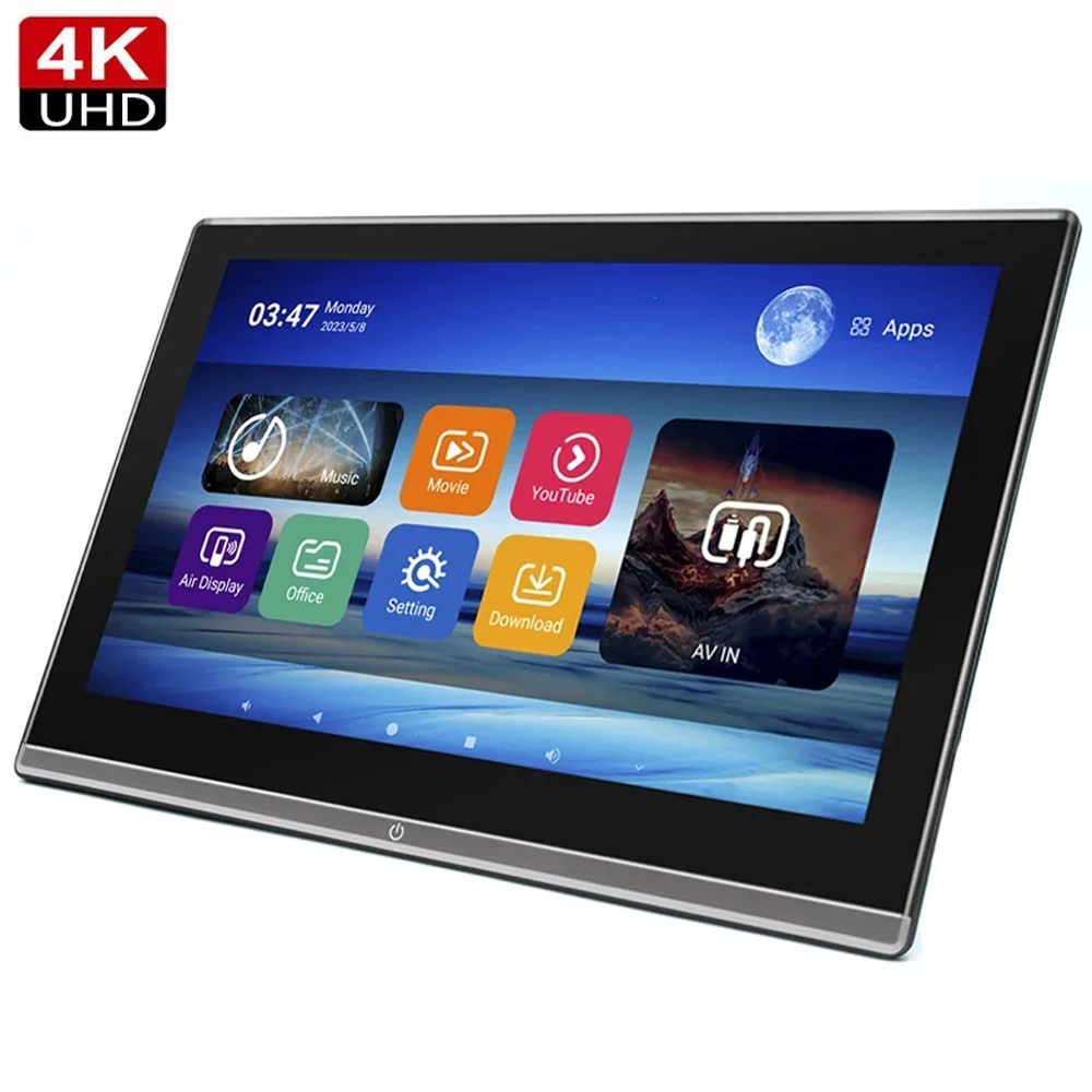 13.3 Inch Android 14 Car Headrest Monitor Tablet PC Video Player Multifunction 2G+32GB ROM 4K WiFi Bluetooth/USB/SD/HDMI