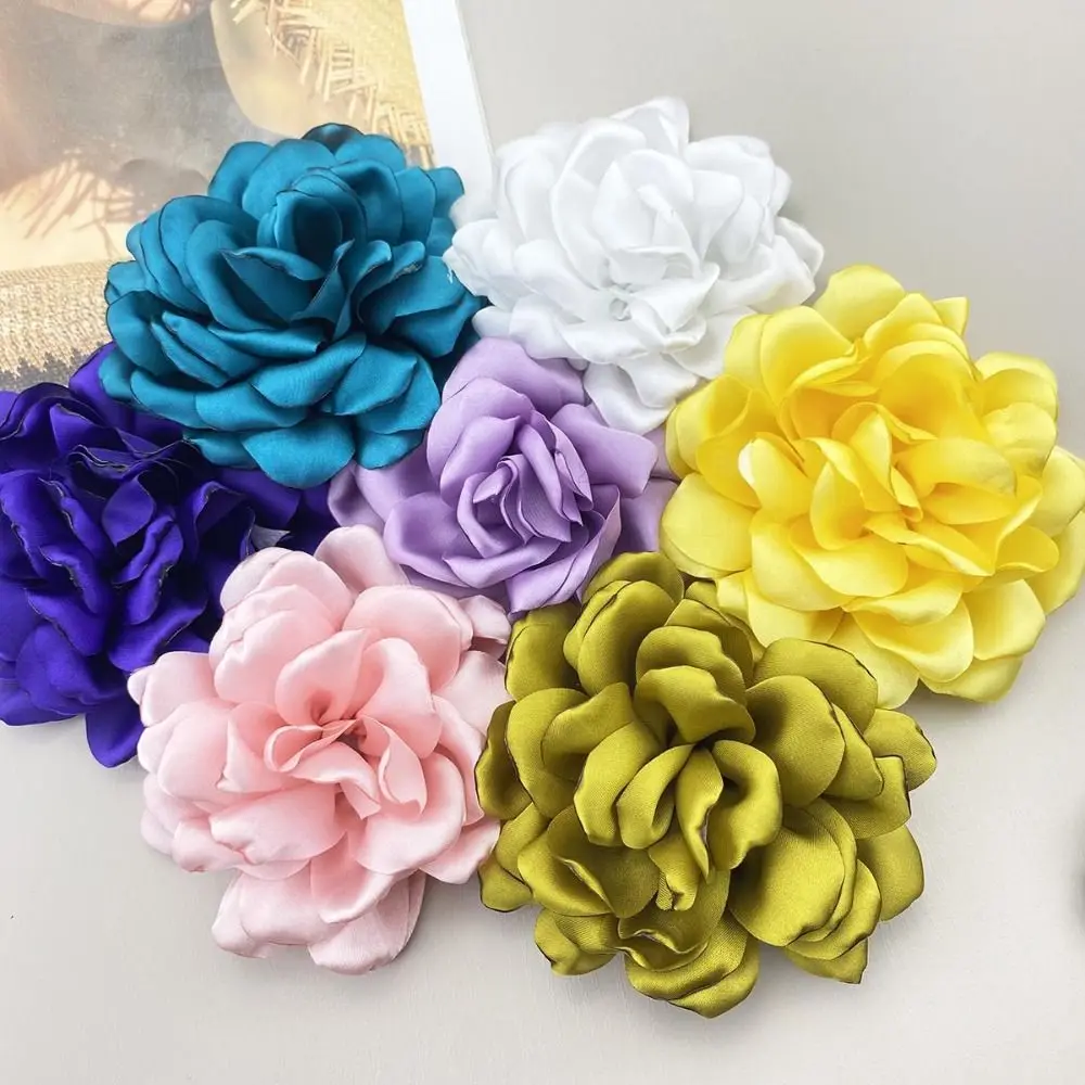 10cm/12cm French Large Flower Brooch French Niche Satin Multi-Layer Rose Flower Brooch Handmade Dress Suit Corsage Jewelry