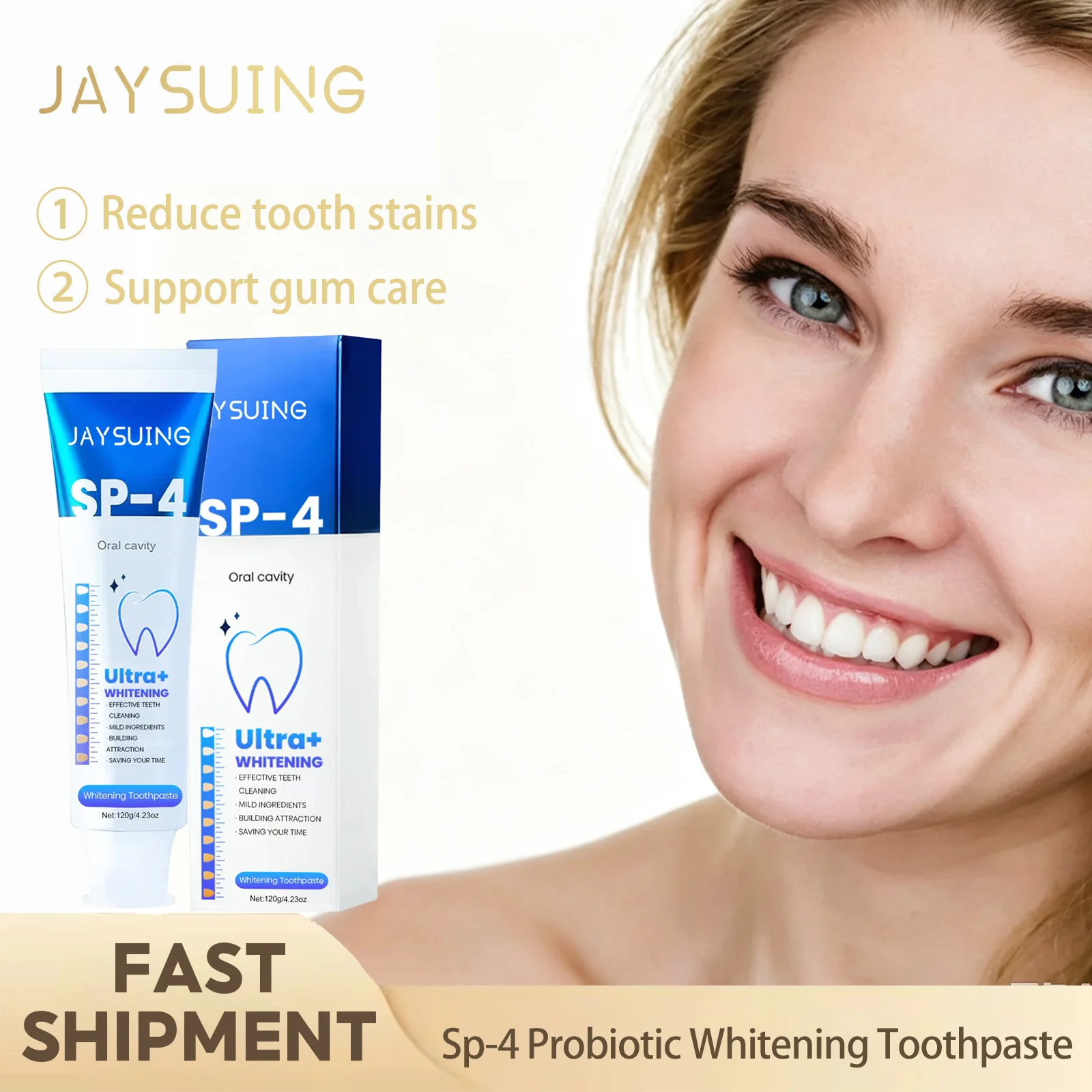 Sp-4 Probiotic Whitening Toothpaste Remove Smoke Coffee Tea Wine Stains Clean Dental Calculus Freshen Breath Improve Gum 120g