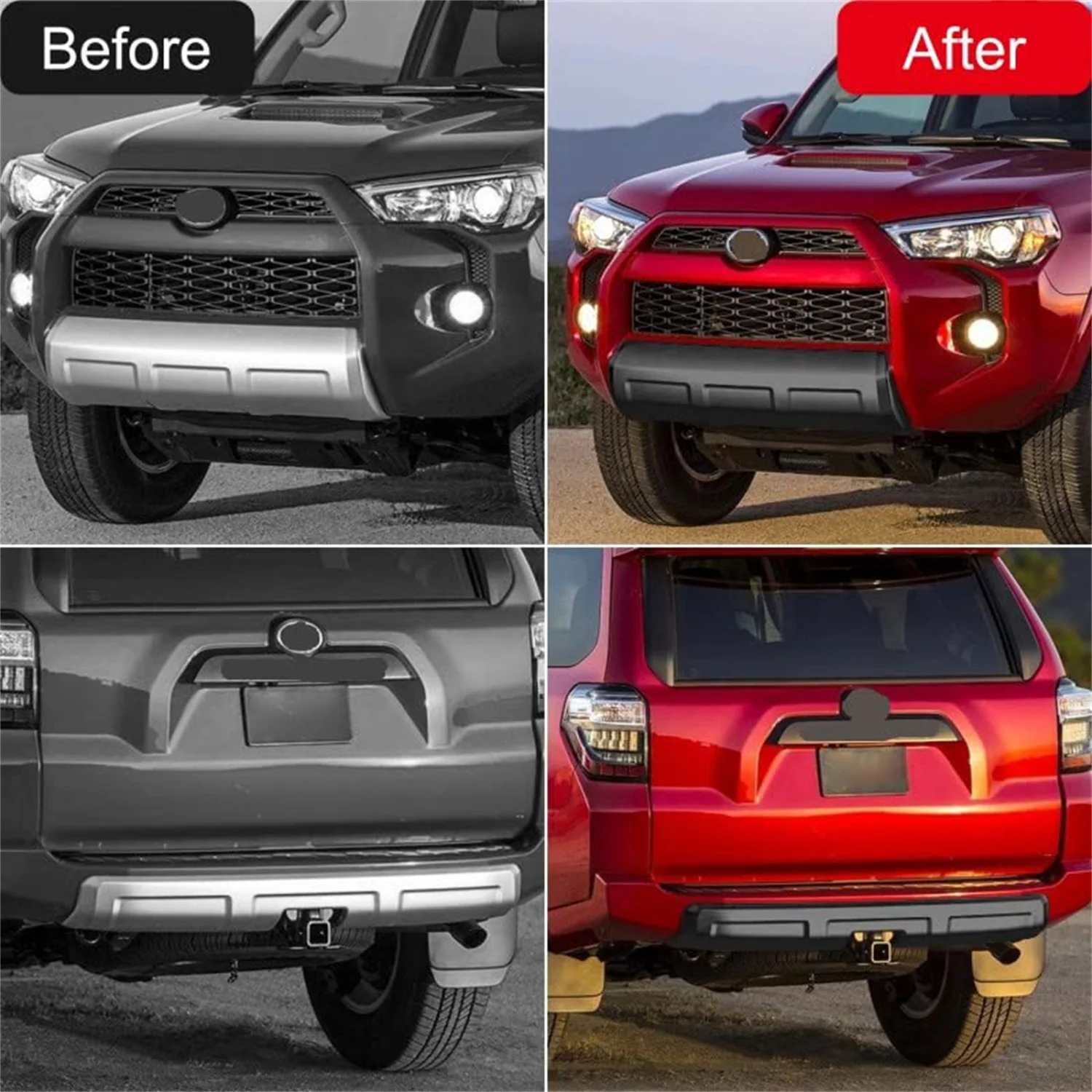 Nero opaco anteriore posteriore inferiore Valance pannello paraurti sostituzione accessori auto esterni 2 pezzi per Toyota 4runner 2014-2023