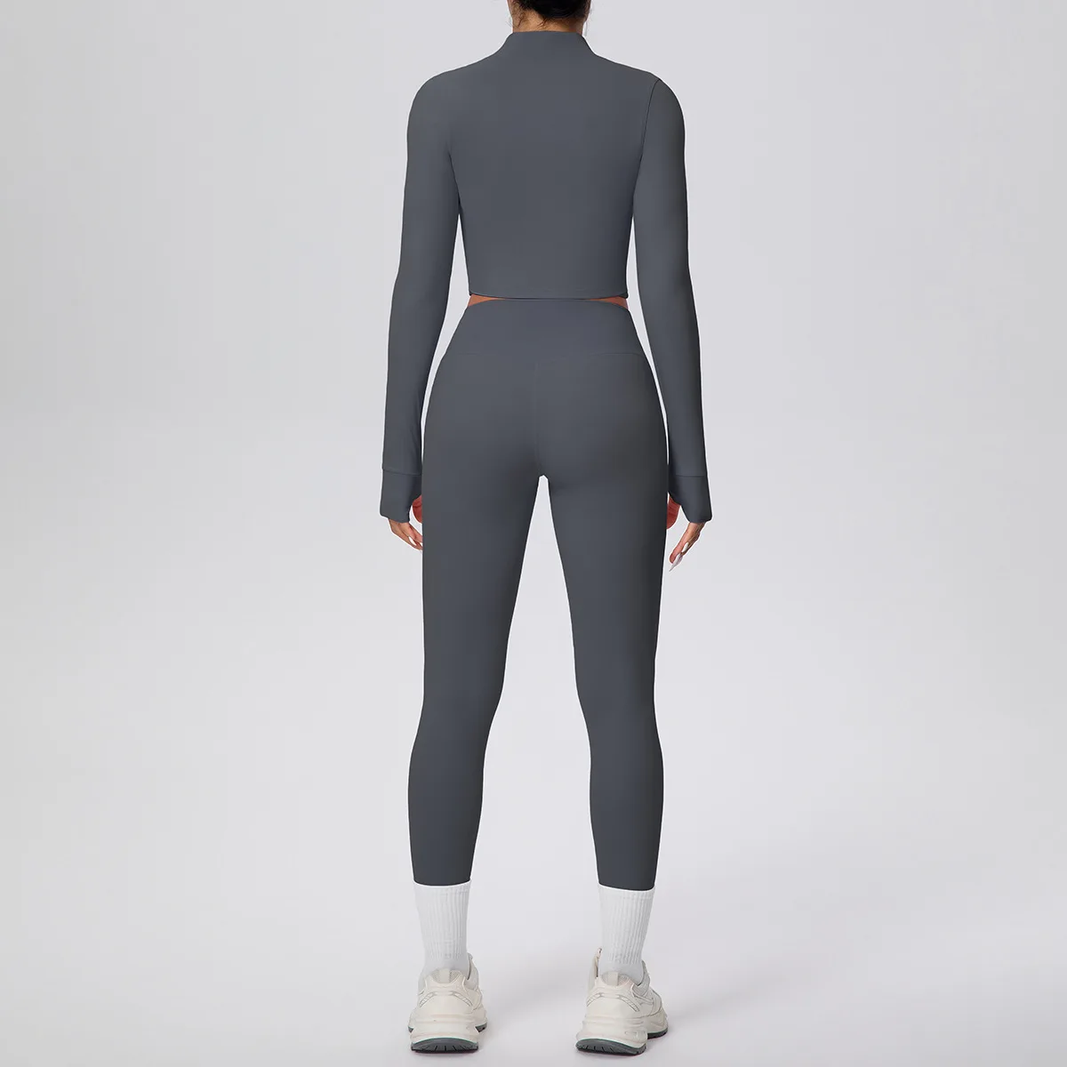 MIML 2026 Pure Color Double-Sided Brushed Short Jacket Set - Tight Fit Running Fitness Yoga Two-Piece Set for Active Wear
