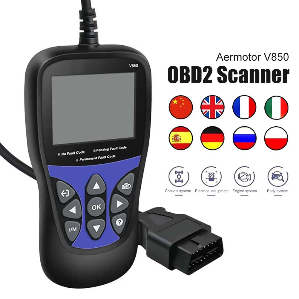 

AERMOTOR V850 OBD2 Scanner Automotive Diagnostic Tool OBDII Code Reader Engine Fault Inspection CAN Diagnostic Scanning Tool