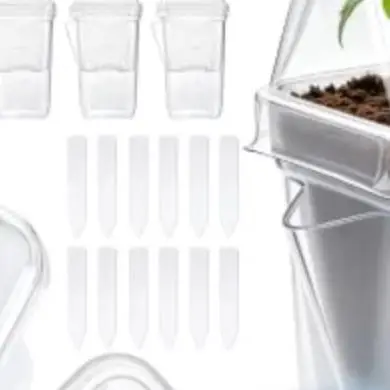 Plant Propagation Kit with 12 Self-Watering Cups Sliding Vent Humidity Lids and Absorbent Fiber Wicking Mechanism