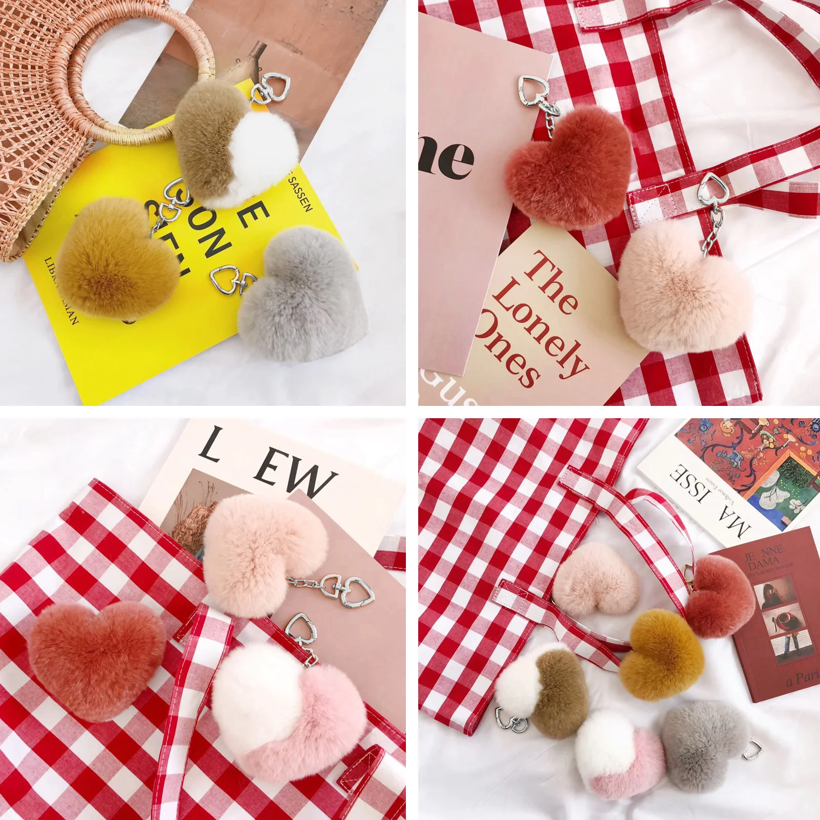 

10 Pcs Heart Keychain DIY Accessories Clip Snapshot Connector Zinc Alloy Making Supplies Ring Clips