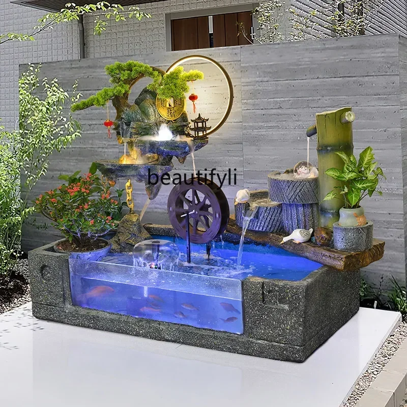 new  Garden rockery fountain fish pond garden terrace landscaping, stone grinding water ornament, landscape ss 7486