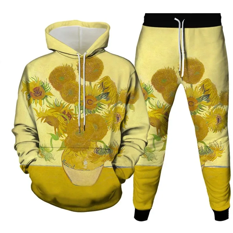 

2025 модная мужская спортивная одежда, спортивные брюки, уличная одежда, комплект из двух предметов, спортивная одежда, комплект брюк с капюшоном с 3D принтом