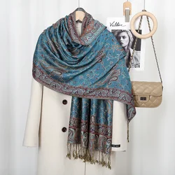 Toptan Kalın Pashmina Eşarp Şal Wrap Paisley Jakarlı Stoles Vintage Kaju Atkılar Baskılı Pamuk Atkı Güneş Koruyucu Başörtüsü