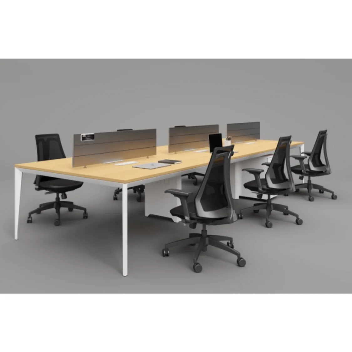 Aluminum Tapered Legs E0 Particle Melamine Staff Desk Conference Table Eco-Friendly Workspace Modern Stylish Office Furniture