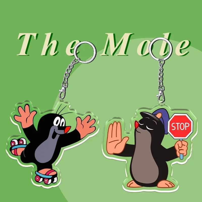 12CM The Mole Acrylic Cute Keychain Men's and Women's Bag Double Sided Pattern Pendant Cute and Fun Cartoon Children's Gift