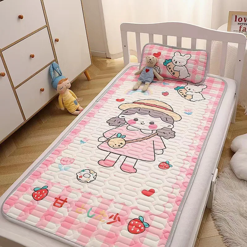 Kit Matras Lateks Bayi TK Selimut Sejuk Musim Panas Sejuk Anak-anak Kartun Matras AC Bantal Lembut