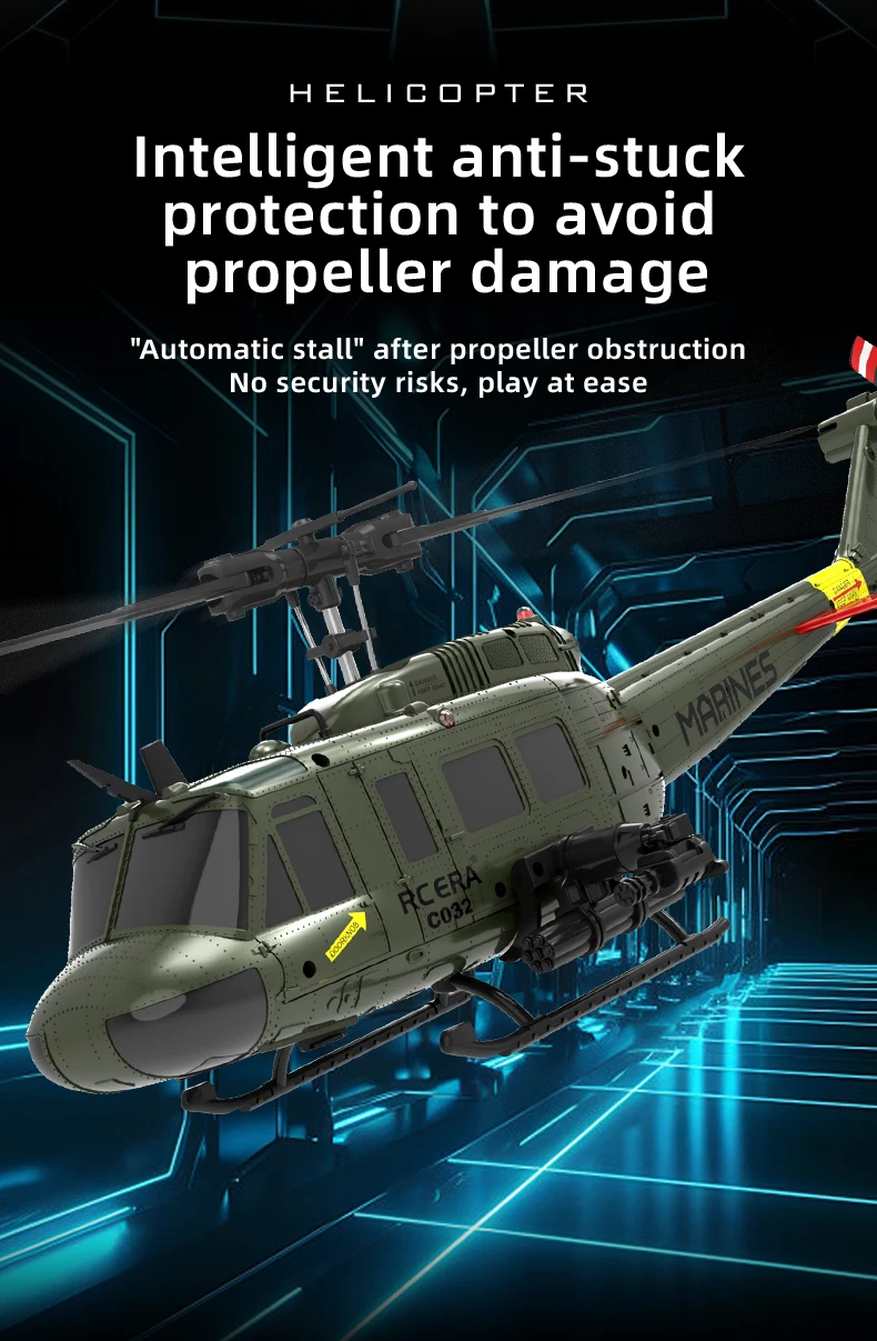 C032 RC Helicopter 2.4G 6-Aixs Gyroscope 6CH Altitude Hold Optical Flow Brushless Remote Control Helicopter Toys