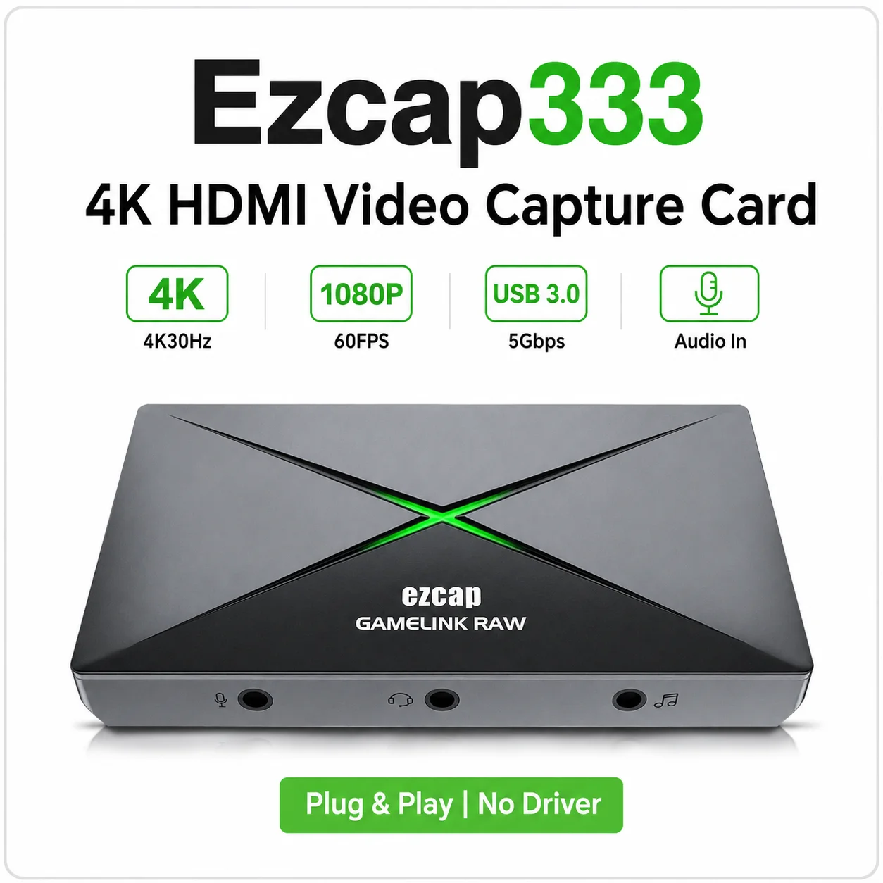 Ezcap333P 4K HDMI Video Capture Card USB 3.0 Type-C 1080P120 Game Video Grabber for PS5 Xbox Switch OBS Live Streaming Recorder