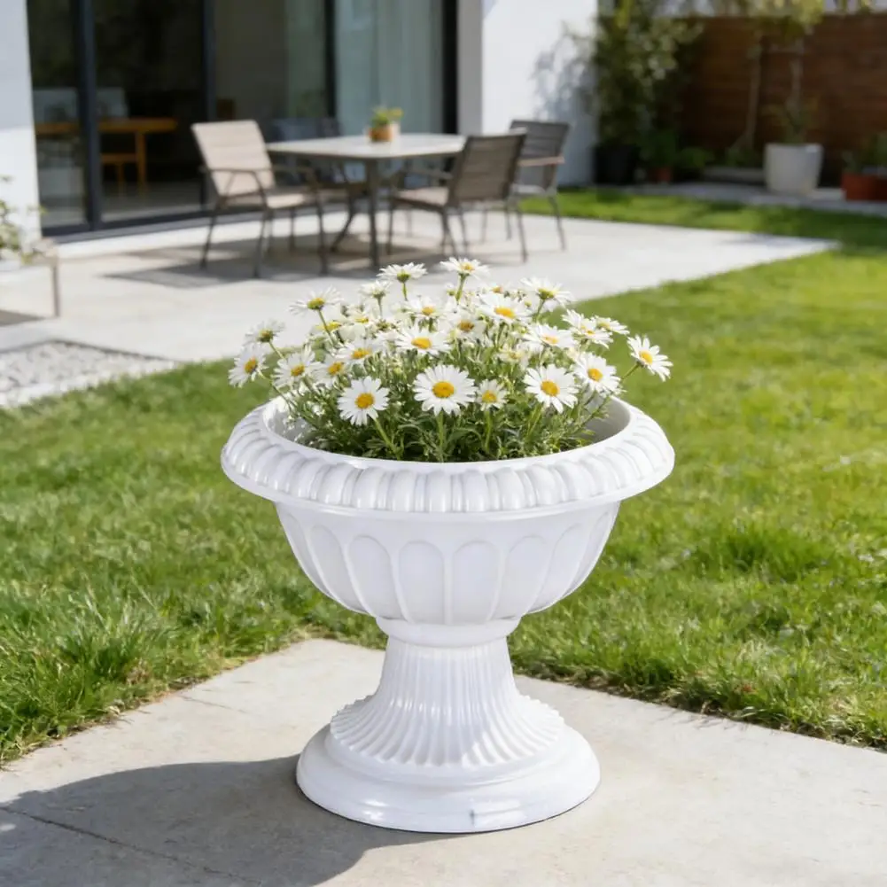 14-40cm Vintage Tall Planter Plastic Urn Vase Flowerpot With Pedestal Base Indoor Outdoor Retro Decorative Plant Pot For Garden