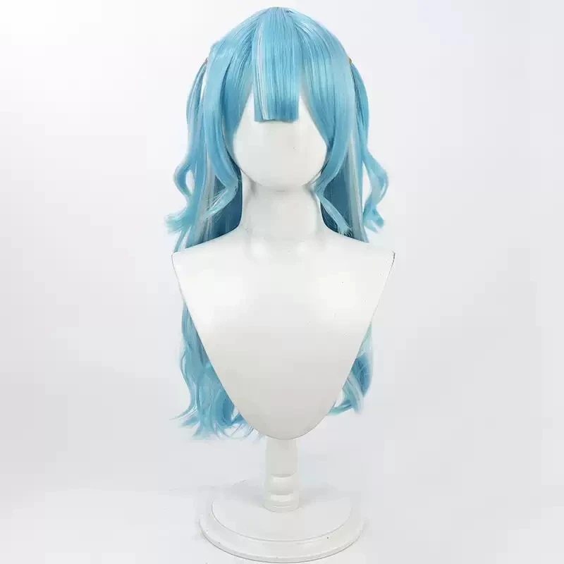 Vtuber Shiranami Ramune Cosplay Wig 70cm Blue Gray Heat Resistant Synthetic Hair Halloween Party Role Play Carnival + Wig Cap