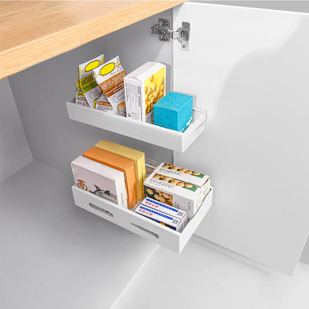 

Under Sink Shelf Adjustable Sliding Basket Kitchen Cabinet Organizer for Sink Countertop Bathroom Storage Rack Dishwashing