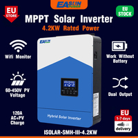 Easun Power 4200w 24v Hybrid Off Grid  MPPT Solar Inverter Dual Output Pure Sine Wave 120a 230v 50/60hz Solar Inverter Charger