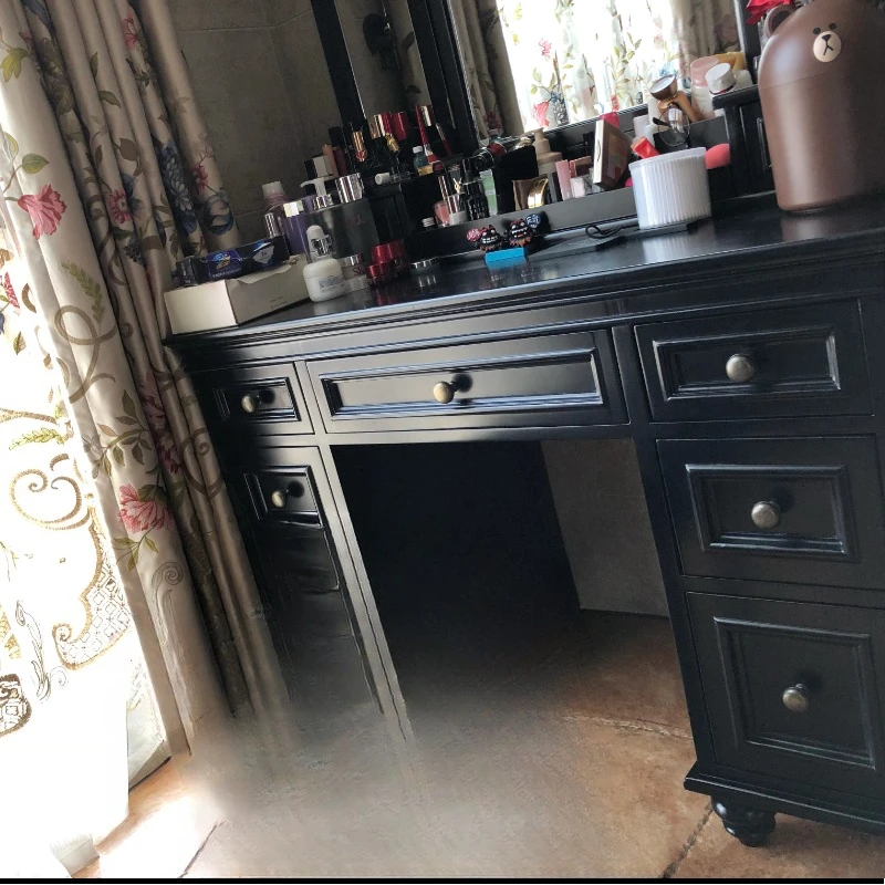 Dressing Table Black Blue Green Pink Walnut Color Board Makeup Table Light Luxury American Style