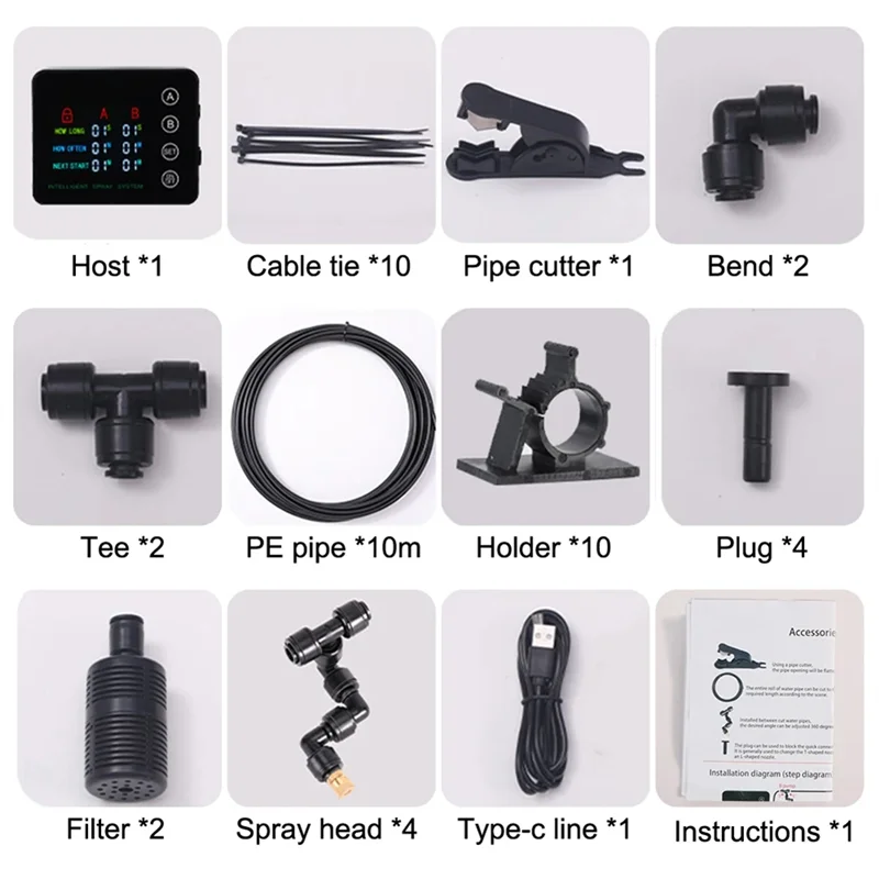 GTBL 4 Nozzles Electronic Spraying Set Double Pump Irrigation Timer System Irrigation Timer