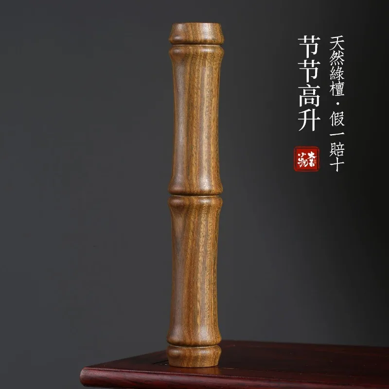 Natural Green Sandalwood Bamboo Symbolic Rising Ornament Scholar Gentleman Fidget Hand Roller Stress Relief Carving Craft Gift