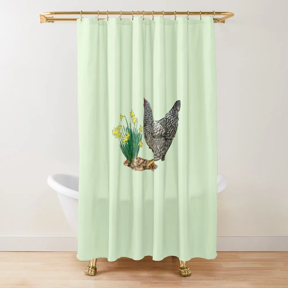

Chicken and Daffodils Shower Curtain Washable Waterproof Fabric Shower Waterproof Shower For For Bathroom Curtain