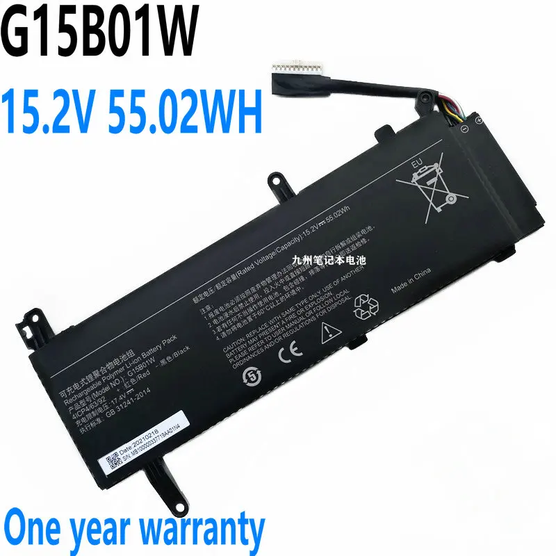 New G15B01W Battery For Xiaomi Gaming Notebook TM1705 TM1801 171502-A1 7300HQ GTX1050 GTX1060 Laptop 15.2V 55.02Wh