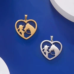 EUEAVAN 5pcs Heart Girl Horse Pendant for Necklace Stainless Steel Pendants Charm Animal Lover Jewelry Making Supplies DIY Gift