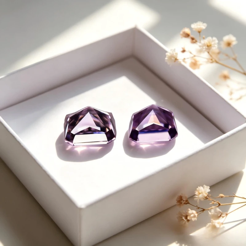Kubischer Zirkonia, synthetischer Zirkon, rosa Farbe, quadratische Form, Crushed-Ice-Schliff, CZ 4K-Schliff, 5A+ Qualität, hochkarätiger Diamant – Detail 2
