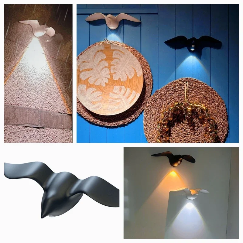 

Seagull Human Body Sensor Light Corridor Staircase Entrance Rechargeable LEDnight Light Outdoor and Indoor Decorative Wall Lamp