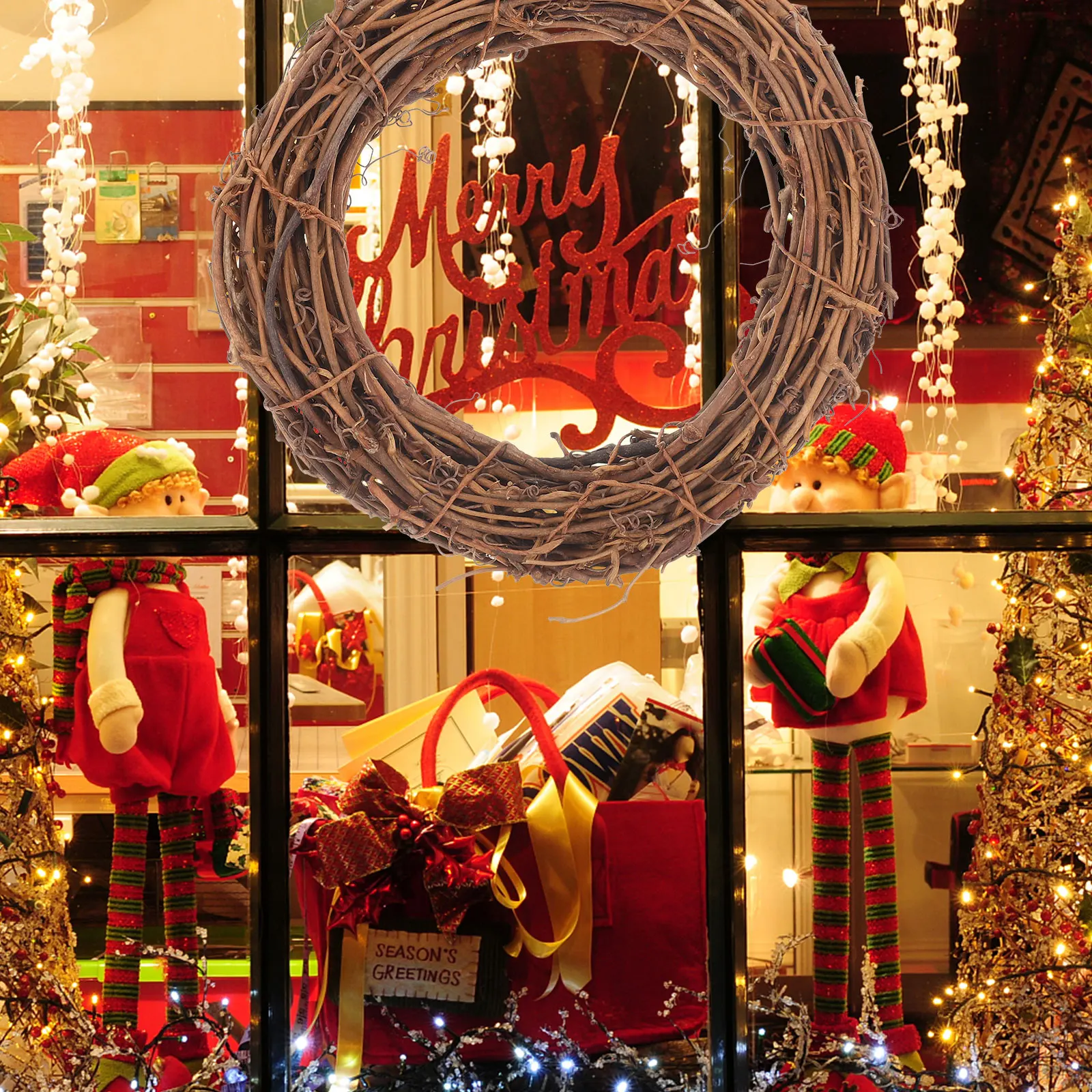 

5pcs Hand Woven Wreaths Diy Garland Decorative Ring For Door Window Wall Festival Hanging Pendant Floral Making Material Xmas