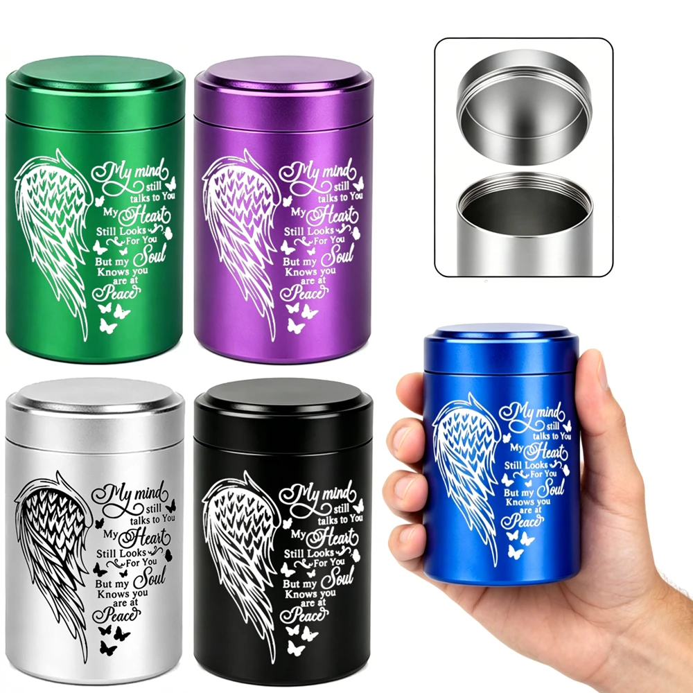 Pequeñas Urnas con Forma de Corazón y Alas de Ángel para Cenizas Humanas, Urna de Cremación de Aluminio para Adultos, Hombres y Mujeres, Mini Urna Conmemorativa para Cenizas