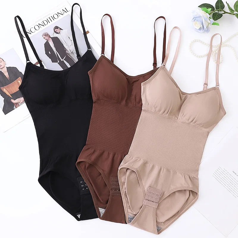Women Camisole Shapewear Bodysuit With Padded Bra Upgraded Version Tummy Control Butt Lifting Slimming Body Shaper