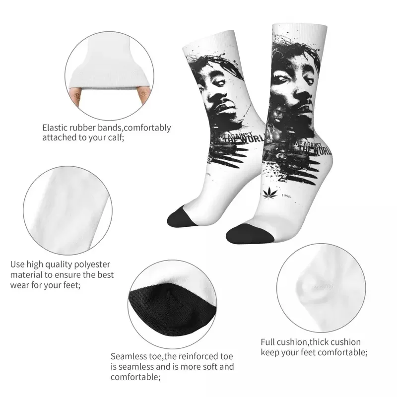 Y2K Autumn Winter - Men'S Women'S Tupac Shakur 2Pac Hip Hop Non-Slip Middle Tube Socks