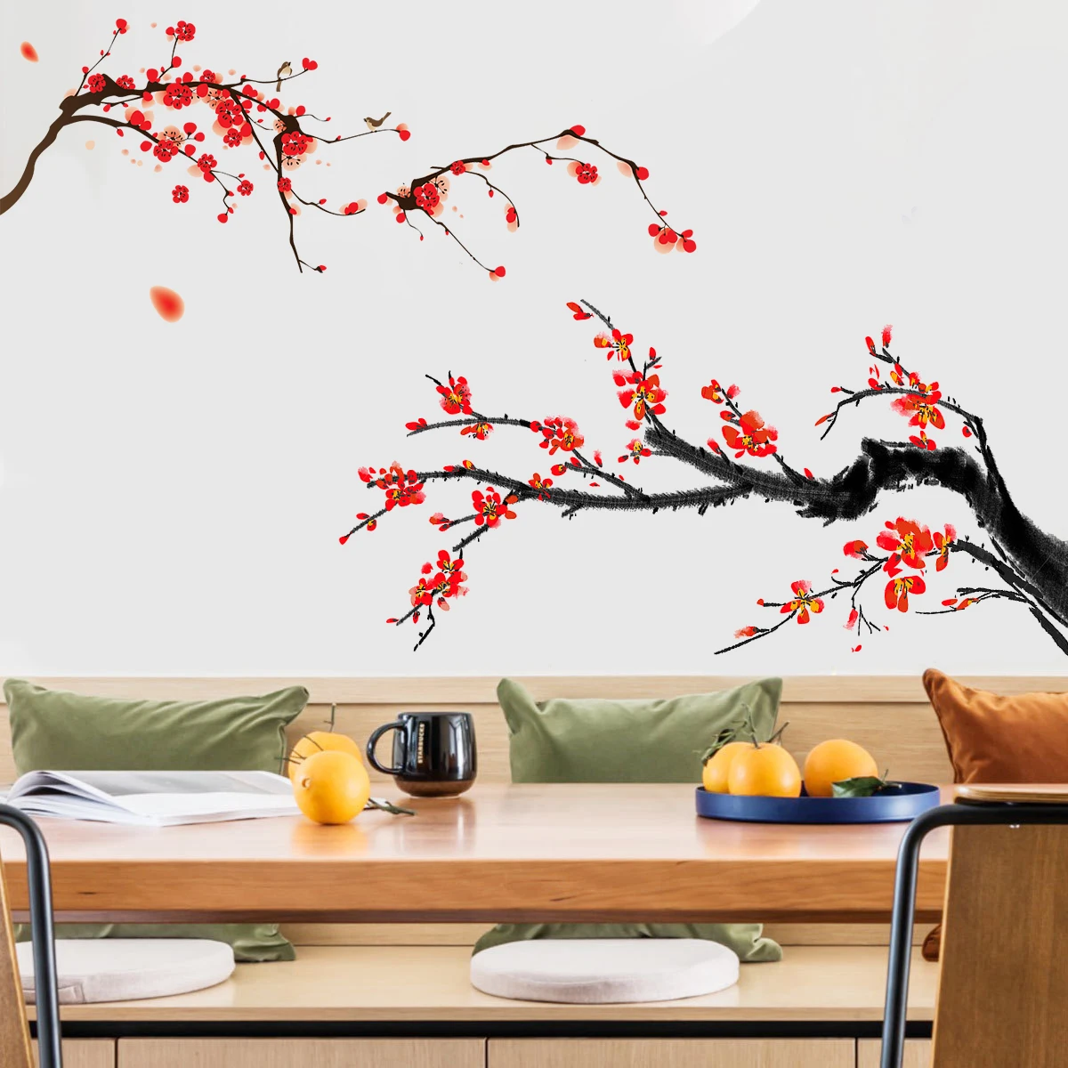 plum blossom ink painting Wall Stickers Children Baby Room Ceiling Roof Mural Home Decor Self Adhesive Wall Sticker