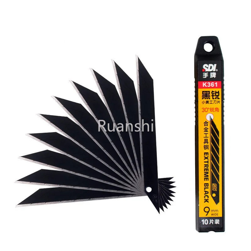 SDI 9mm small art blade 30 degree sharp Angle black blade automotive wear-resistant film engraving blade K361/1361 utility knife