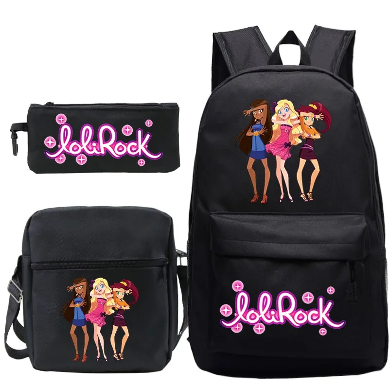 3pcs LoliRock School Backpacks Boys Girls Back To School Gift Mochila Students Anime School Bag Teens Casual Daily Backpack