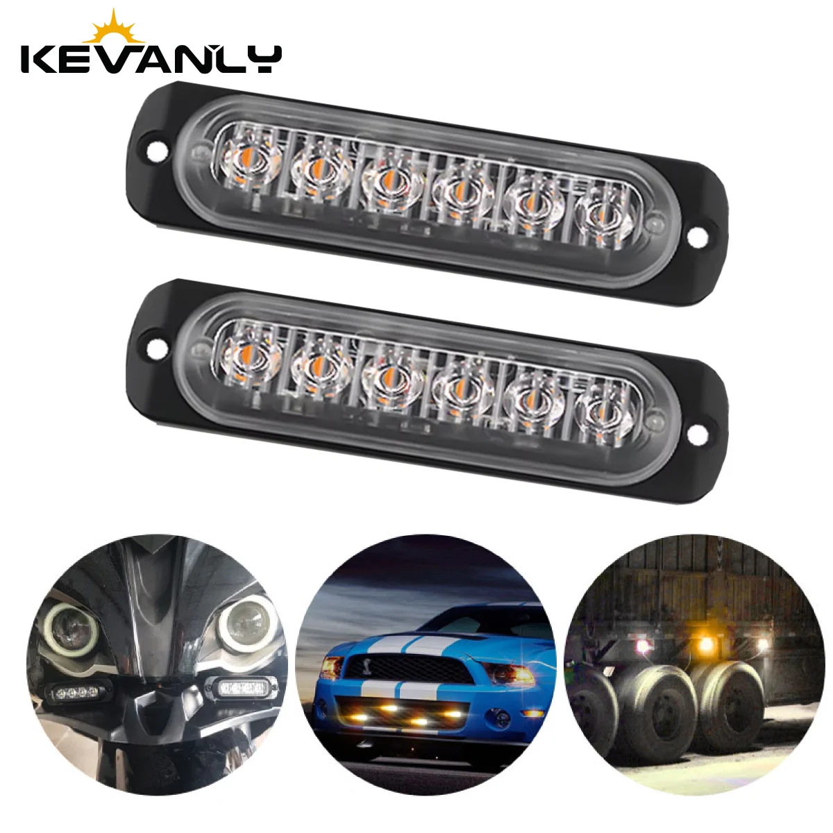 2pcs 6 LED Warning Light LED Flashing Light 12V 24V Grille Strobe Signal Lamp LED Bar Indicator Side Lights Truck Accessories