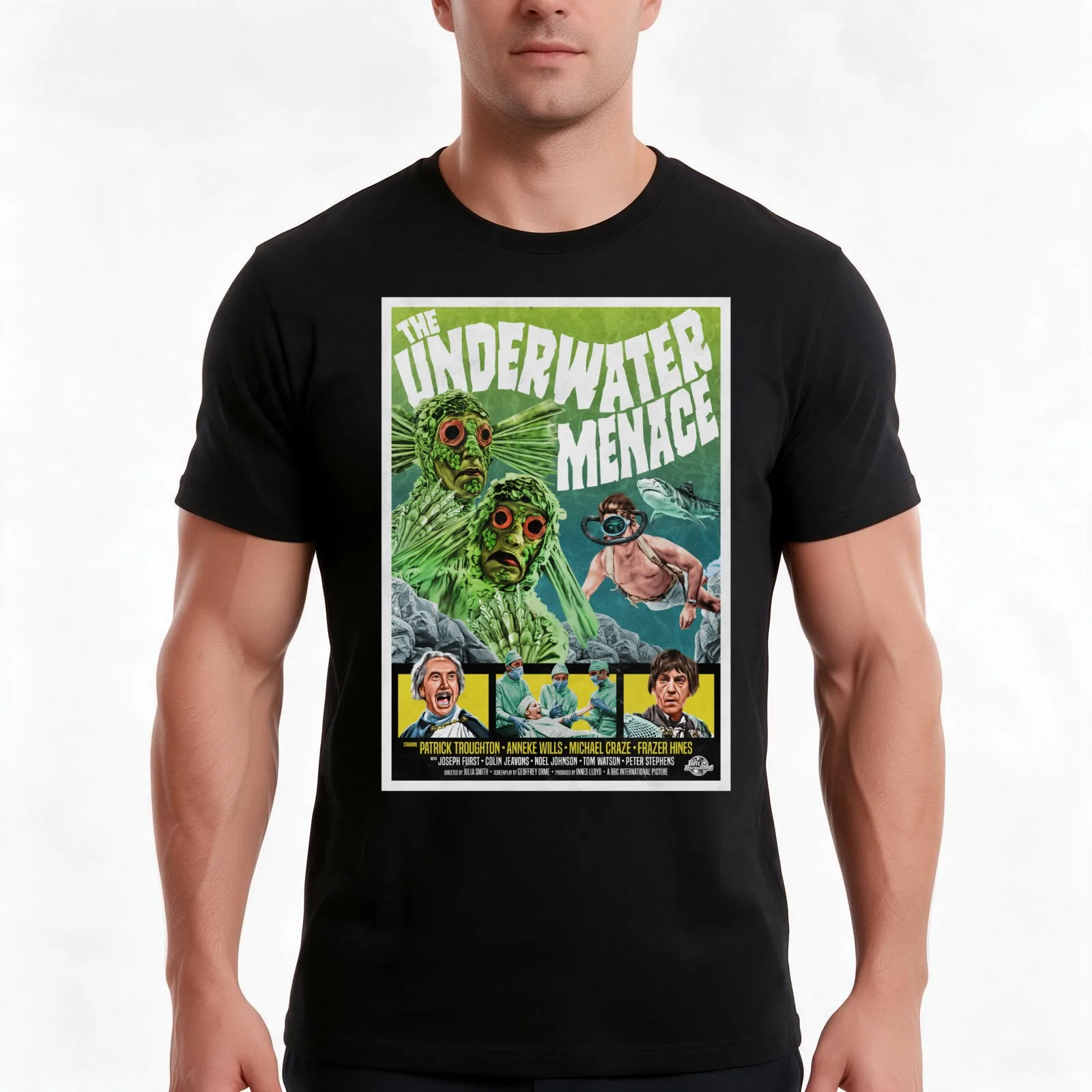 The Underwater Menace T-Shirt, Summer Casual Cotton Tee, Oversized Streetwear Tops, Vintage Graphic Print, Unisex Men Women