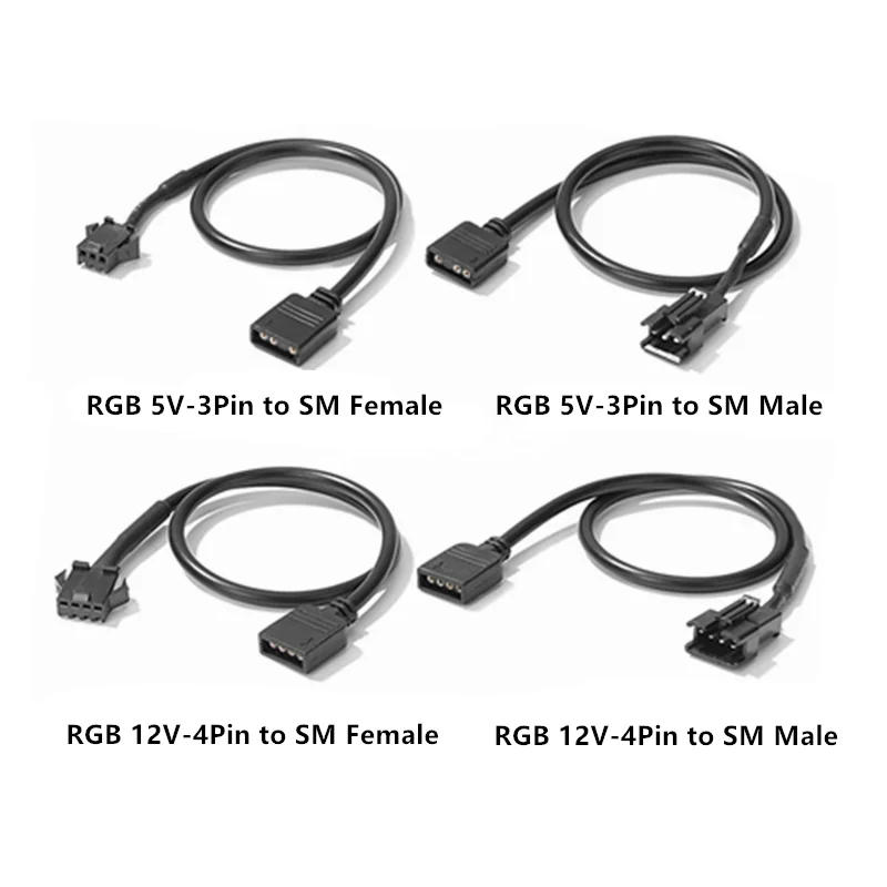 Motherboard RGB Adapter SM Female Fan Light Strip Chassis Adapter Cable Aura Sync 5V 12V Aircraft 3P4P Connector Extension Cable
