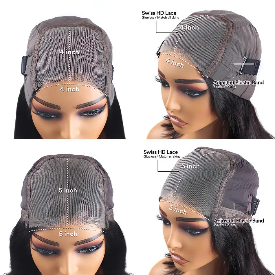 4X4 شعر مستعار مجعد جاهز لارتداء خصلات الشعر المستعار الإنسان شعر مستعار غلويليس 5X5 موجة عميقة قبل قطع شعر مستعار برازيلي 30 32 بوصة إغلاق شعر مستعار للنساء #6