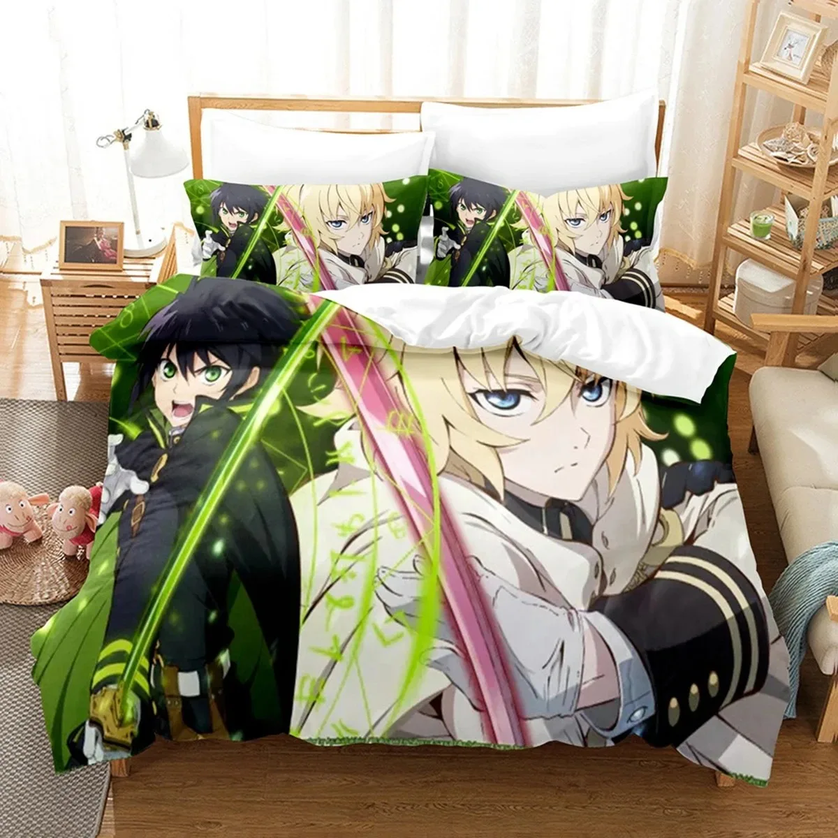 Anime Seraph of the End Mikaela Bedding Set Boys Girls Twin Queen Size Duvet Cover Pillowcase Bed Kids Adult Home Textileextile