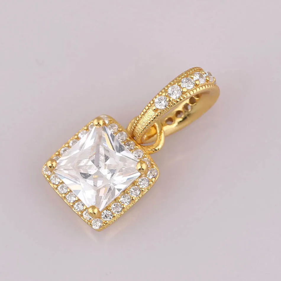 Silver Plated Pendant Bead DIY Jewelry Timeless Dangle Charm for Women Bracelets Shine & Clear CZ