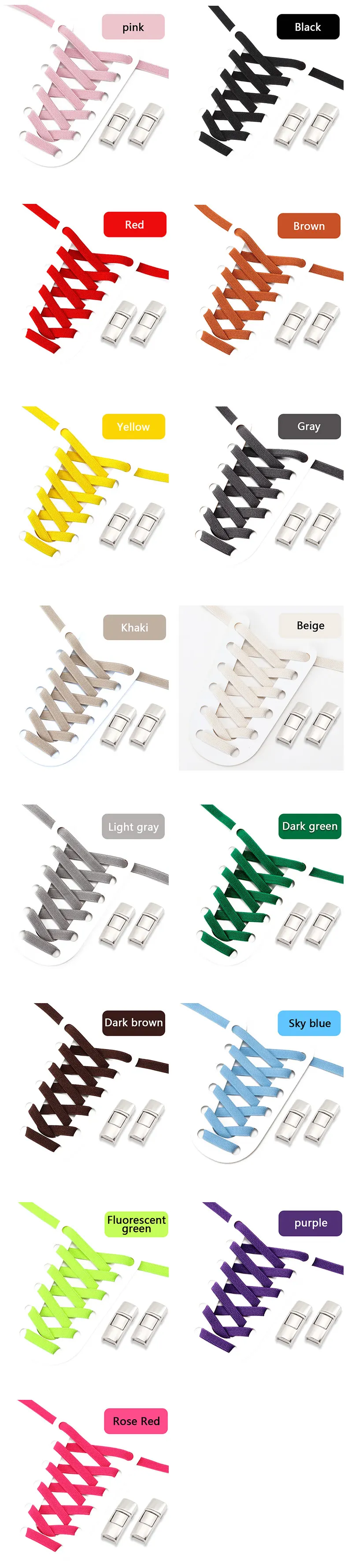 Elastische Schnürsenkel Sneakers Press Lock Schnürsenkel ohne Krawatten 8 mm breite flache Schuhe ohne Krawatte Schnürsenkel Kinder Erwachsene Sport Laufen Schnürsenkel NEU – Detail 9