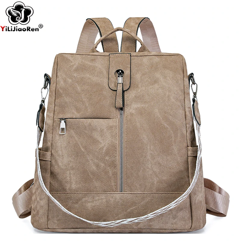 Fashion Anti-theft Backpack Female High Quality Leather Daypack Women Shoulder Bags Designer Ladies Lightweight Travel Rucksack