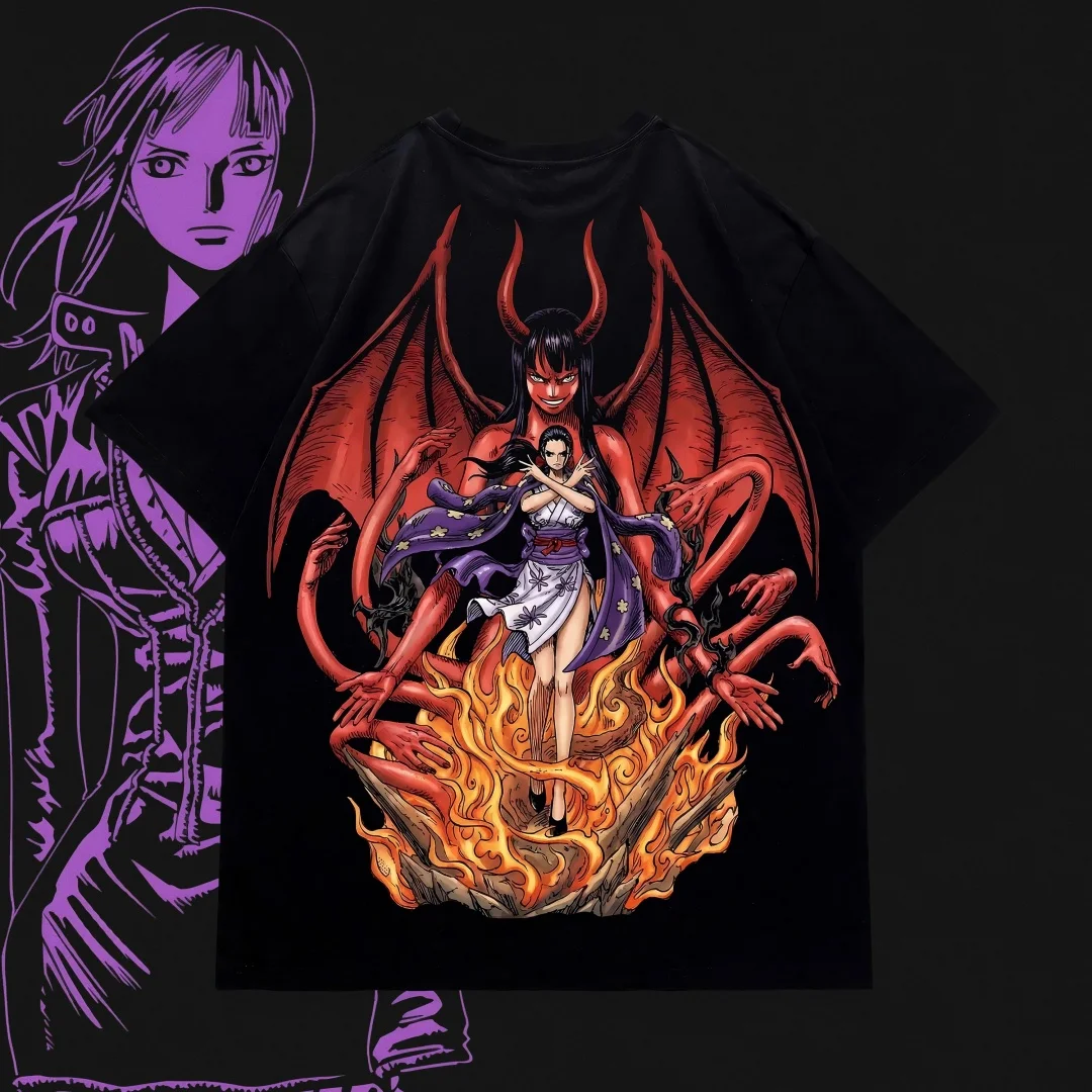 2026 Sommer Hot Sale One Piece Nico Robin „Devil Child“ Anime T-Shirt Doppelseitig Bedruckt Unisex Streetwear Oberteile Hochwertiges T-Shirt